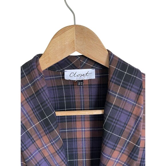 Closet. London Plaid Jacket Red Purple Black US Size 6 - Picture 3 of 7